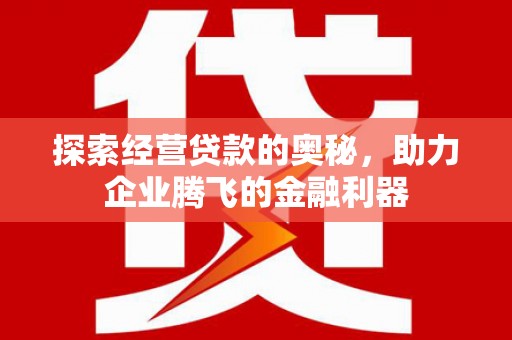 塔河探索经营贷款的奥秘，助力企业腾飞的金融利器