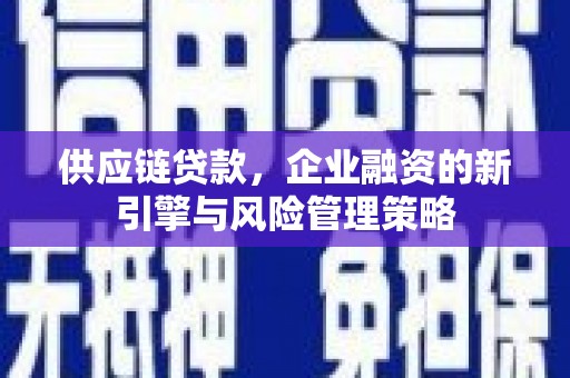 塔河供应链贷款，企业融资的新引擎与风险管理策略